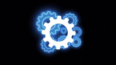 Seamless Loop Auto Motive Gear Hologram Flicker Neon Light Technology isolated Transparent Alpha