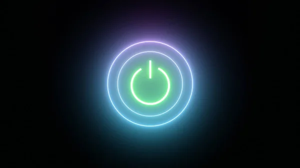 Цикл Neon Power Start Кнопка Запуска Знак Мерцающий Свет Эллипс Стоковое Фото