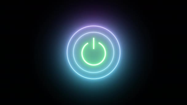 Seamless Loop Cycle Neon Power Start Button Sign Flicker Light — стоковое видео