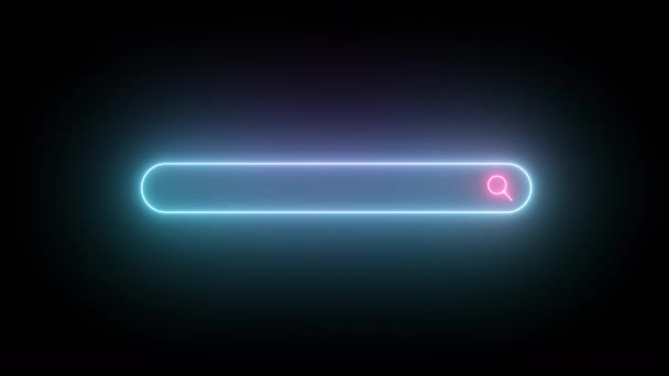 Sömlös Loop Förstoringsglas Sökning Bar Flicker Neon Ljusknapp Tecken Symbol — Stockvideo