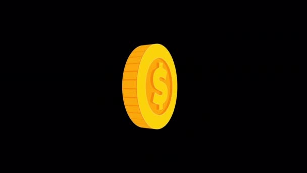 Бесшовная Петля Infinity Coin Rotation 360 Degree Изолированный Прозрачный Альфа — стоковое видео