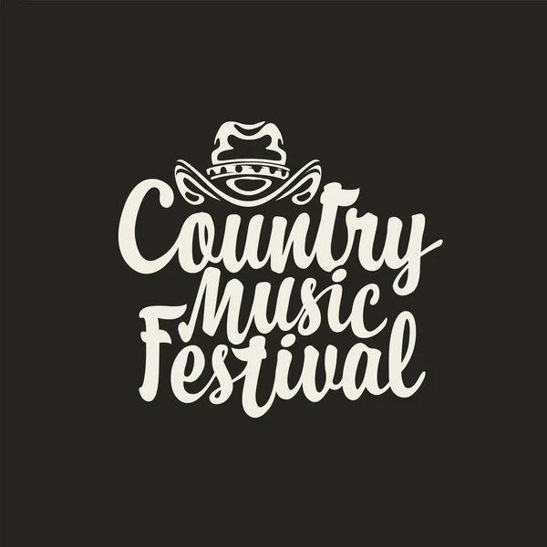 Manifesto Vettoriale Logo Festival Musica Country Con Cappello Cowboy Stile — Vettoriale Stock