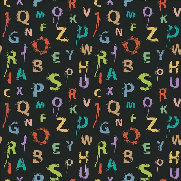 Бесшовный Узор Буквами Алфавита Виде Цветных Брызг Пятен Абстрактный Вектор — стоковый вектор