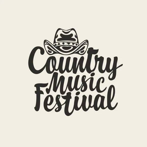 Manifesto Vettoriale Logo Festival Musica Country Con Cappello Cowboy Stile — Vettoriale Stock