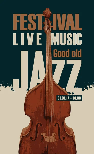 Cartel Vintage Vectorial Para Buen Viejo Festival Jazz Música Vivo — Vector de stock