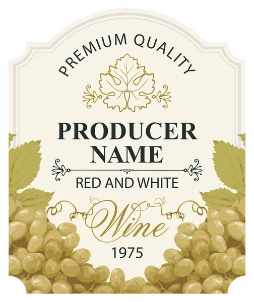 Étiquettes Vin Avec Des Grappes Réalistes Délicieux Raisins Verts Des — Image vectorielle