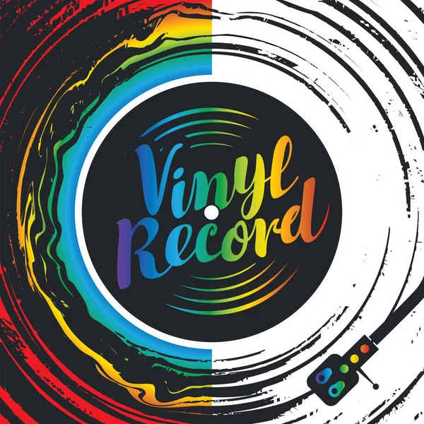 Cartaz Música Vetorial Com Disco Vinil Antigo Leitor Discos Letras —  Vetores de Stock
