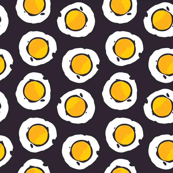 Утренним Завтраком Бесшовный Узор Вкусными Жареными Яйцами Стиле Мультфильма Векторный — стоковый вектор
