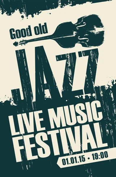Affiche Vintage Vectorielle Pour Bon Vieux Festival Jazz Musique Live — Image vectorielle