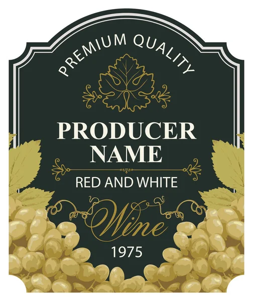 Étiquettes Vin Avec Des Grappes Réalistes Délicieux Raisins Verts Des — Image vectorielle