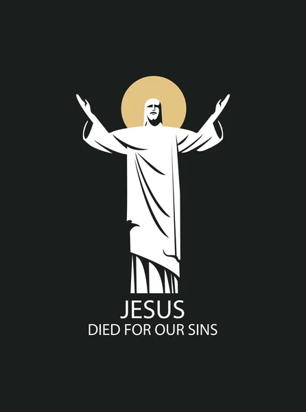 Easter Banner Greeting Card Words Christ Died Our Sins Vector — Vector de stock