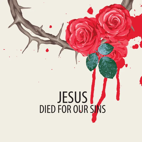 Vector Easter Banner Greeting Card Words Christ Died Our Sins — Image vectorielle