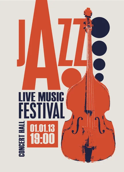 Vector Vintage Poster Good Old Jazz Festival Live Music Double — 스톡 벡터