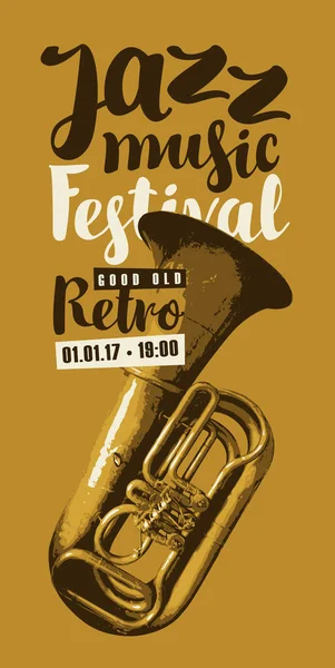 Vector Vintage Poster Good Old Jazz Festival Live Music Wind — Stock vektor
