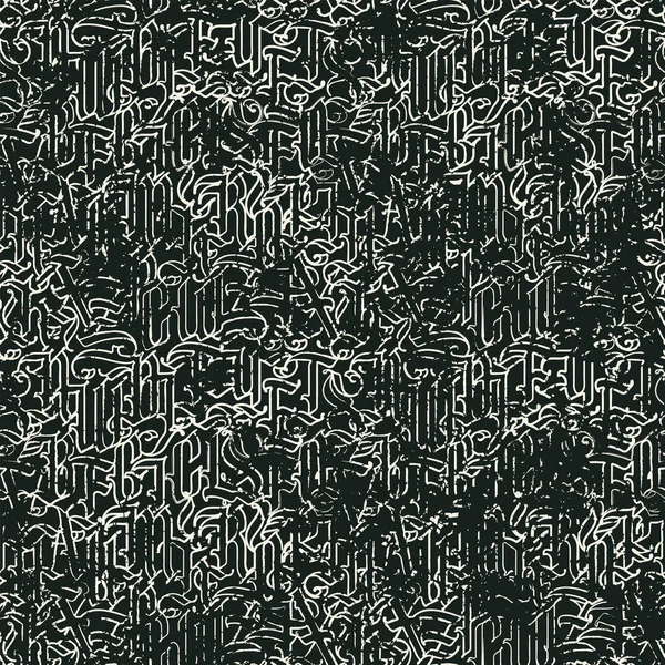 Dekoratives Nahtloses Muster Aus Gotischen Großbuchstaben Grunge Textur Wiederholter Hintergrund — Stockvektor