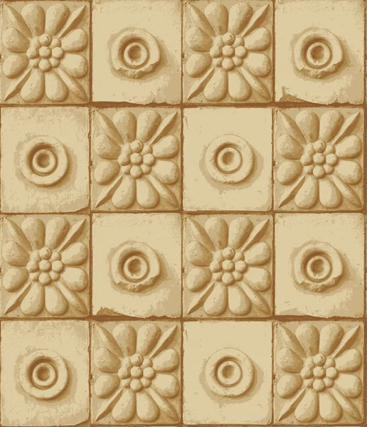 矢量无缝图案与古老建筑的元素 带几何装饰的花环 风格化的花或星星 适用于包装 — 图库矢量图片