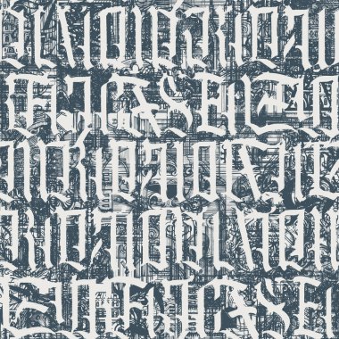 Seamless pattern of ornate Gothic letters. Monochrome repeating background with ancient Latin letters scratched, dirty backdrop. Vector texture, Wallpaper, wrapping paper or fabric in vintage style