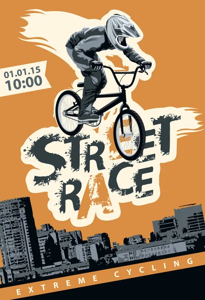 Bannière Vectorielle Flyer Avec Cyclistes Sur Les Vélos Mots Course — Image vectorielle