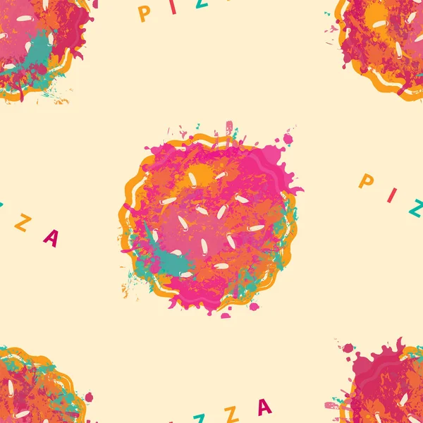 Płynny Wzór Tekstury Temat Pizzerii Kreatywna Ilustracja Abstrakcyjnym Obrazem Pizzy — Wektor stockowy