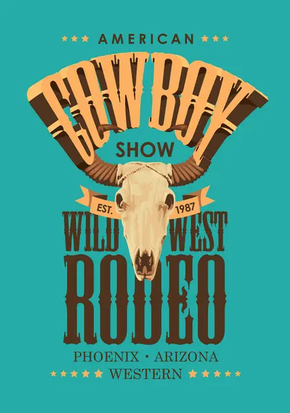 Vector Poster Voor Een Cowboy Rodeo Show Decoratieve Illustratie Met — Stockvector