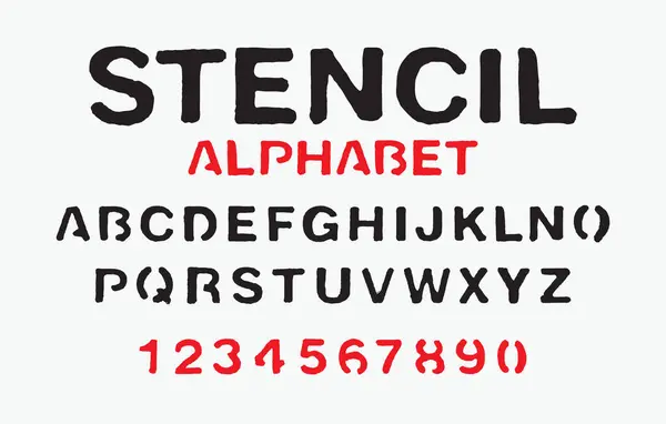 라틴어 알파벳의 문자의 집합입니다 빨간색 페인트 스텐실 스톡 일러스트레이션