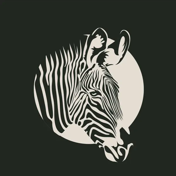 Векторный Рисунок Головы Зебры Круге Нарисованном Черной Болью Подходит Логотипа Стоковый вектор