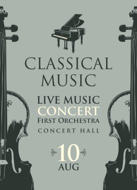Klasik müzik konseri için klasik tarzda bir poster.