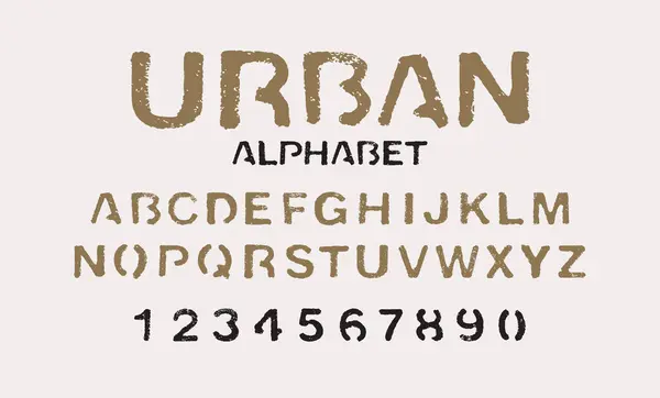 Serie Lettere Numeri Dell Alfabeto Latino Caratteristica Stencil Urbano Con Vettoriali Stock Royalty Free