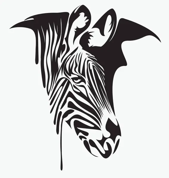 Disegno Vettoriale Una Testa Zebra Macchie Colore Nero Spruzzi Vernice Vettoriale Stock