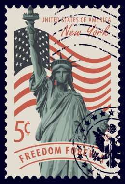 Amerikan bayrağının, New York gökdelenlerinin ve 