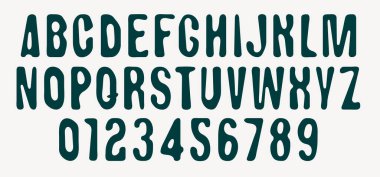 Elle çizilmiş Heavy sans serif basit font ile şehircilik, taş, beton, kaya temalı. Latin alfabesi harfleri ve numaraları. Kullanılan yapay zeka yok
