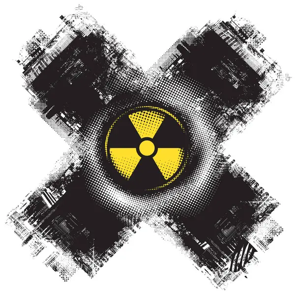 Kentsellik, sokak sanatı, dijital teknolojiler temalı bir vektör pankartı. Şehir manzarasının arka planındaki bir haçı ya da fotoğraf lensini anımsatıyor, pikselleri. Tişört dizaynı. Hayır.