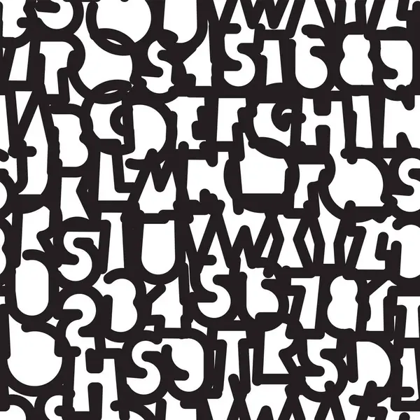 Basit, kalın ve geometrik şekilli ana hatları olan kusursuz desenler. Latince harflerle soyut vektör monokrom arkaplanı. Duvar kağıdı, ambalaj kağıdı, kumaş, tekstil. Kullanılan yapay zeka yok