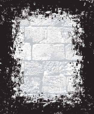 Vector banner or background with gray brick wall, stone and space for text or inscription. Old, broken, chipped shell rock with holes. Suitable for tombstone and memorial, funeral services. No AI used
