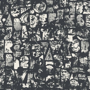 Dokuları geometrik şekillerden oluşan dikişsiz yazı tipli soyut vektör deseni paleontoloji temalı kabuklar. Kumaş, tekstil, tişört tasarımı, fayanslar, duvar kağıdı, ambalaj kağıdı. Hayır Al. 