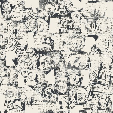 Dokuları geometrik şekillerden oluşmuş, deniz temalı kabuklu, soyut, pürüzsüz bir desen. Kumaş, tekstil, tişört tasarımı, fayanslar, duvar kağıdı, ambalaj kağıdı. Hayır Al. 