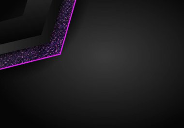 Üst üste binen katmanlı soyut koyu arkaplan. Altın noktalar elementli gerçekçi doku, parlak ışık efekti dairesi parıltıları. Teknoloji Tasarım Şablonu.