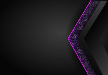 Üst üste binen katmanlı soyut koyu arkaplan. Altın noktalar elementli gerçekçi doku, parlak ışık efekti dairesi parıltıları. Teknoloji Tasarım Şablonu.