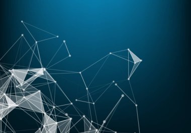 Noktaları ve çizgileri birleştiren soyut çokgen uzay düşük polyester arka plan. Bağlantı yapısı. - Bilim. Gelecekçi çokgen arkaplan. 