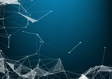 Soyut vektör parçacıklar ve çizgiler. Pleksus etkisi. Fütüristik illüstrasyon. Poligonal Cyber yapısı. Veri bağlantı kavramı.