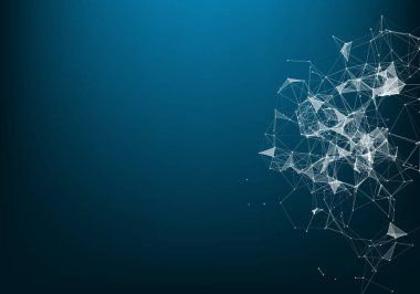 Bağlanma noktalar ve çizgiler çokgen alanı düşük Poli koyu arka plan soyut. Bağlantı yapısı. Vektör bilim arka plan.