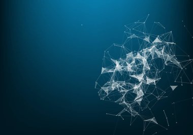 Soyut vektör parçacıklar ve çizgiler. Pleksus etkisi. Fütüristik illüstrasyon. Poligonal Cyber yapısı. Veri bağlantı kavramı.