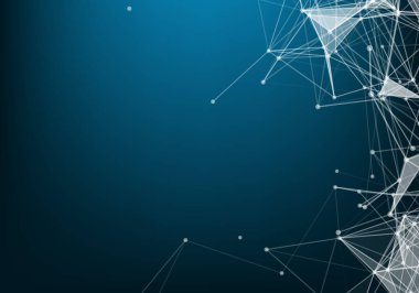 Noktaları ve çizgileri bağlayan vektör. Küresel ağ bağlantısı. Geometrik bağlı soyut arka plan