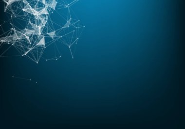 Soyut vektör parçacıklar ve çizgiler. Pleksus etkisi. Fütüristik illüstrasyon. Poligonal Cyber yapısı. Veri bağlantı kavramı.