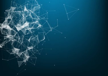 Soyut pleksus bağlı çizgiler ve noktalar arka plan. Dalga akışı. Pleksus geometrik bileşikler ile büyük veri etkisi. Satırları pleksus, en az dizi. Dijital veri görselleştirme. Vektör çizim.