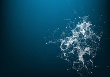 Soyut vektör parçacıklar ve çizgiler. Pleksus etkisi. Fütüristik illüstrasyon. Poligonal Cyber yapısı. Veri bağlantı kavramı.