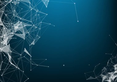 Soyut vektör parçacıklar ve çizgiler. Pleksus etkisi. Fütüristik illüstrasyon. Poligonal Cyber yapısı. Veri bağlantı kavramı.