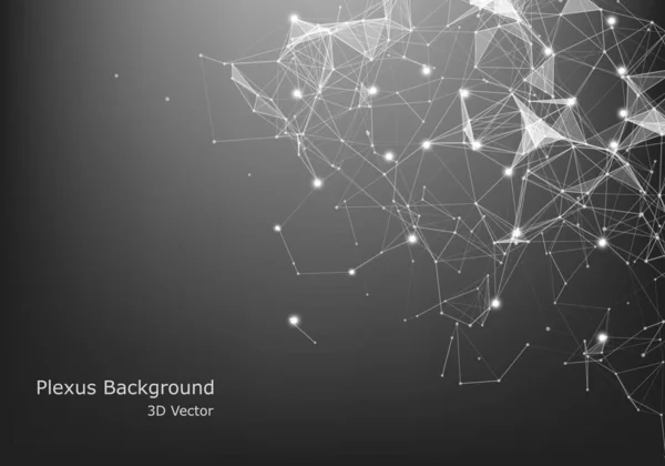 Partículas Líneas Vectoriales Abstractas Efecto Plexo Ilustración Futurista Estructura Cibernética — Vector de stock
