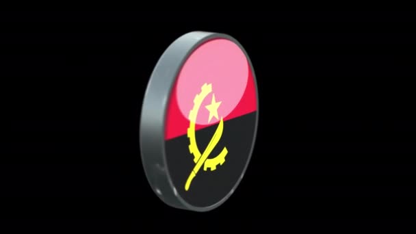 Bandeira Giratória Angola Fundo Transparente Estilo Conceito Botão Vidro Bandeira — Vídeo de Stock