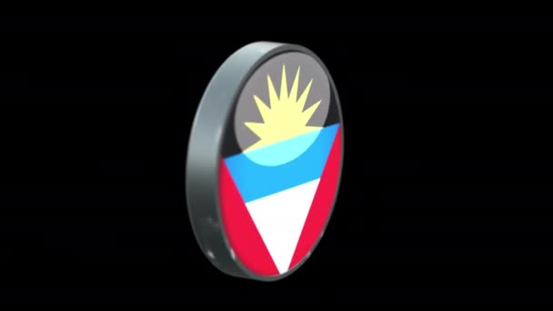 Bandera Giratoria Antigua Barbuda Sobre Fondo Transparente Antigua Barbuda Estilo — Vídeos de Stock